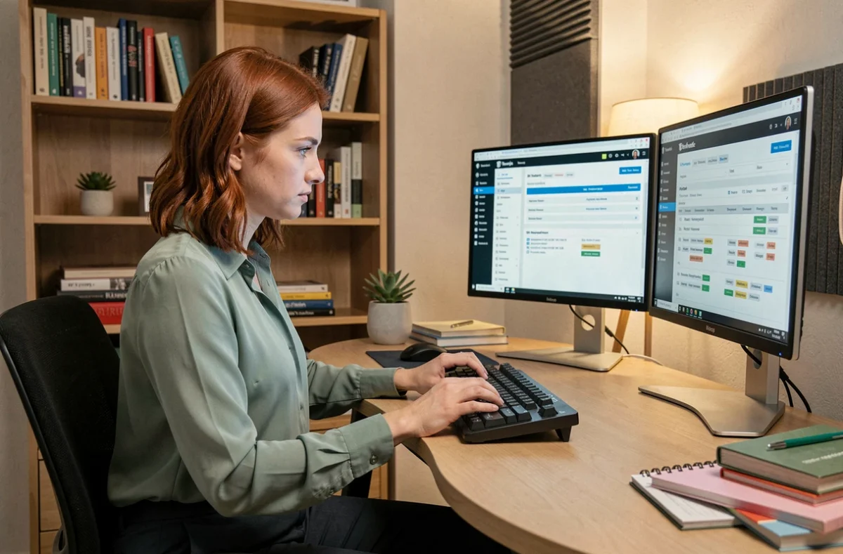 Développeuse web travaillant sur un site WordPress et une stratégie SEO pour LeDupplex à Clermont-Ferrand