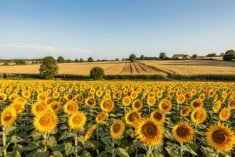 Campagne française ensoleillée en plein été