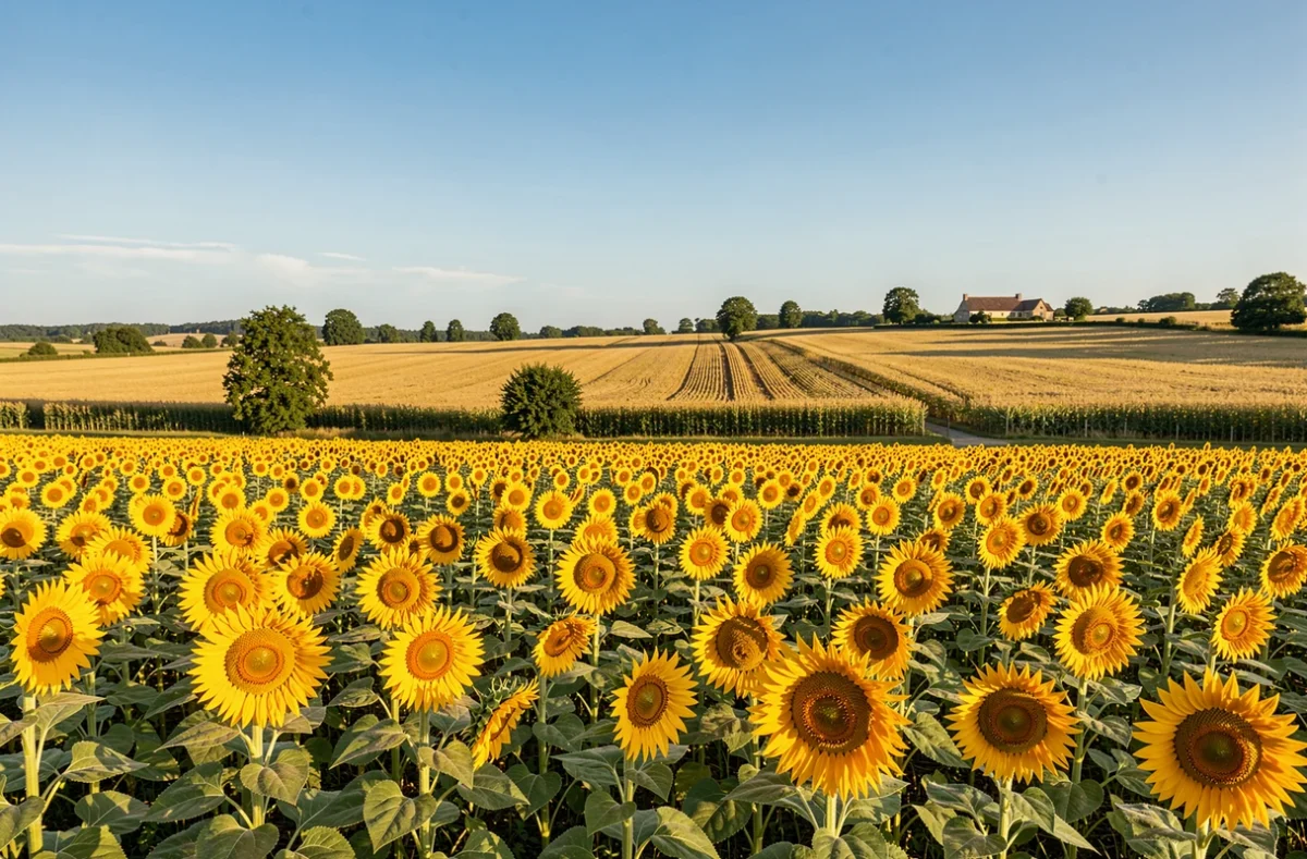 Campagne française ensoleillée en plein été