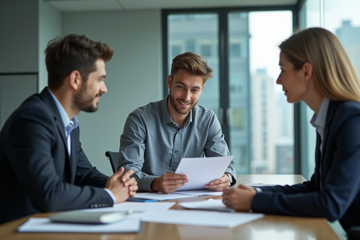 Jeune homme discutant avec un professionnel du droit