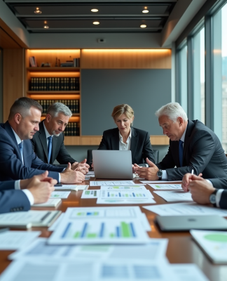 Groupe de professionnels en réunion conformité entreprise