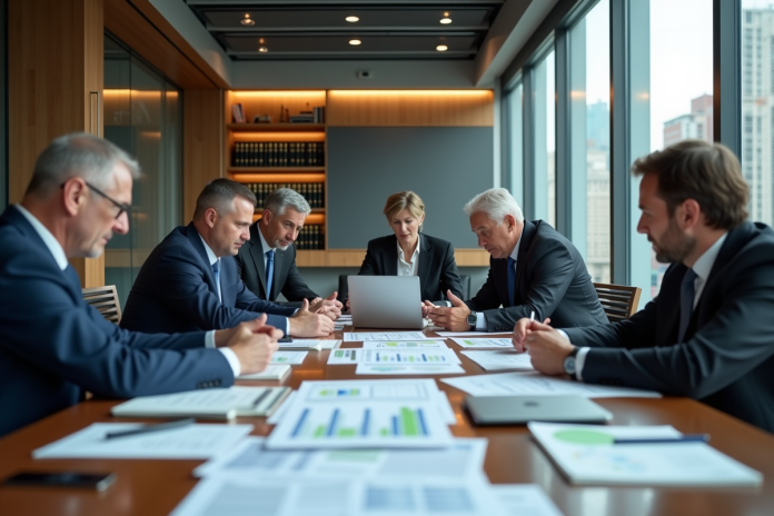 equipe-conformite-entreprise Groupe de professionnels en réunion conformité entreprise