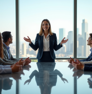 Leadership en entreprise : le rôle et l’importance, conseils pratiques Groupe de professionnels en réunion avec une femme leader