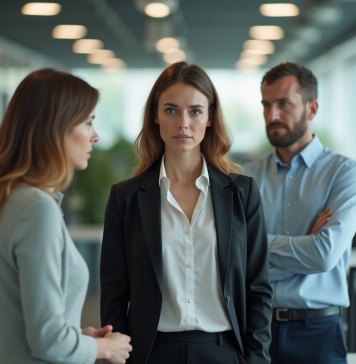 Discriminations : Quels comportements éviter pour une société inclusive ? Femme d'affaires hésitante dans un bureau moderne