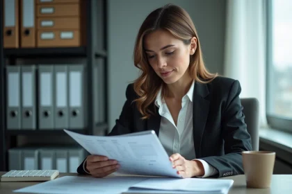Femme d affaires concentrée dans un bureau moderne