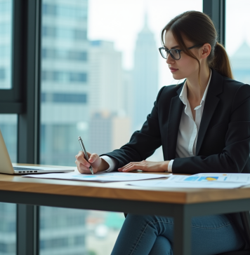 Jeune femme professionnelle planifiant une stratégie au bureau