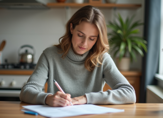 Chômage : durée et conditions d’attribution, tout savoir en un article Femme d'âge moyen travaillant à la maison avec des papiers