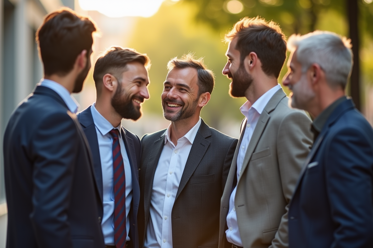Groupe de professionnels divers débutant par U en plein air