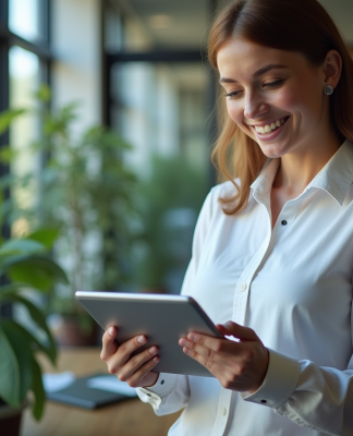 Manager en durabilite examine des graphiques sur une tablette