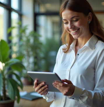 Salaire responsable RSE : quel est vraiment le revenu d’un expert ? Manager en durabilite examine des graphiques sur une tablette