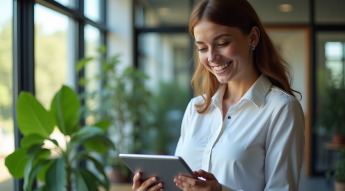 Manager en durabilite examine des graphiques sur une tablette